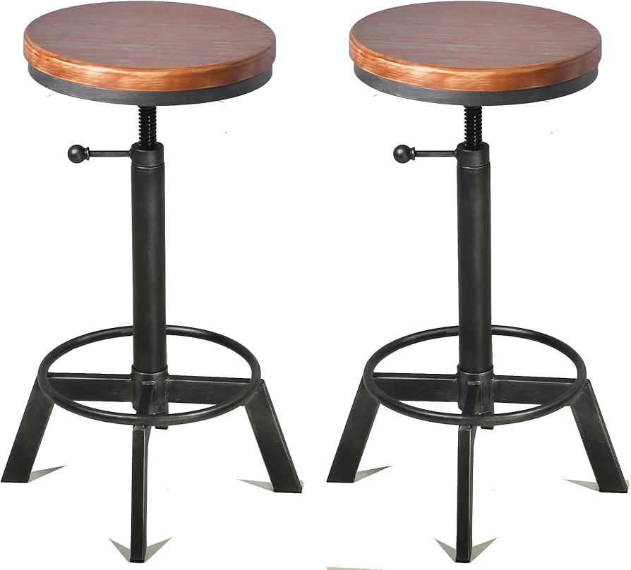 Amazon|Diwhy インダストリアルヴィンテージバースツール、木製シート Amazon|Diwhy インダストリアルヴィンテージバースツール、木製シート