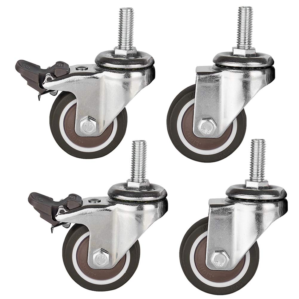 Roulettes pivotantes M10 anti-rayures avec frein pour charges lourdes 150kg