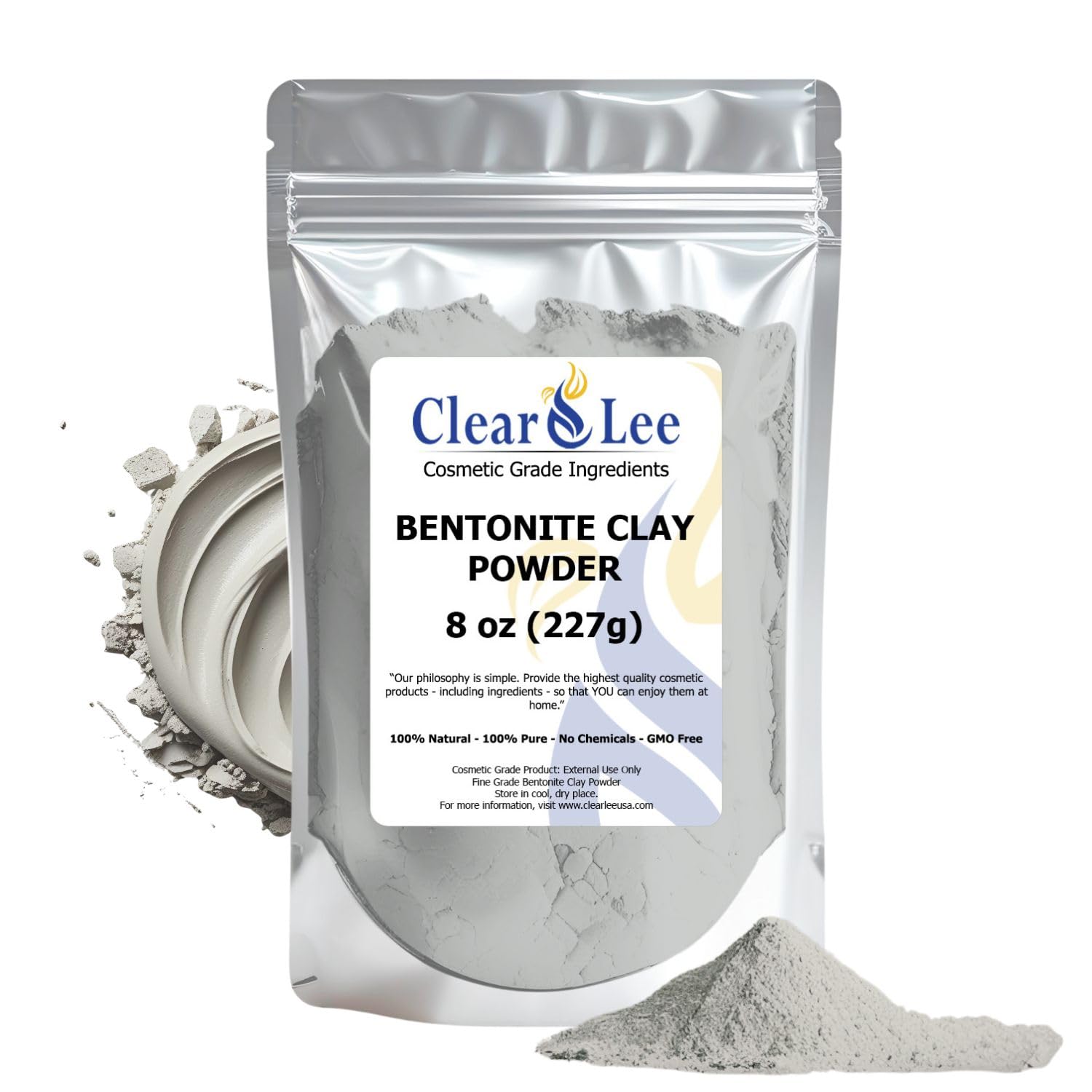 ClearLee Bentonite Clay Cosmetic Grade Powder - 100% Pure Natural Powder - Indian Clay - Great For Skin Detox, Rejuvenation, and More - Heal Damaged