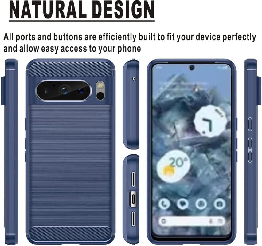 Image of NPRC Hybrid Ultra Slim Protective Case TPU Non-Slip Carbon Fiber Texture Shockproof Case Cover for Google Pixel 8 Pro - Blue