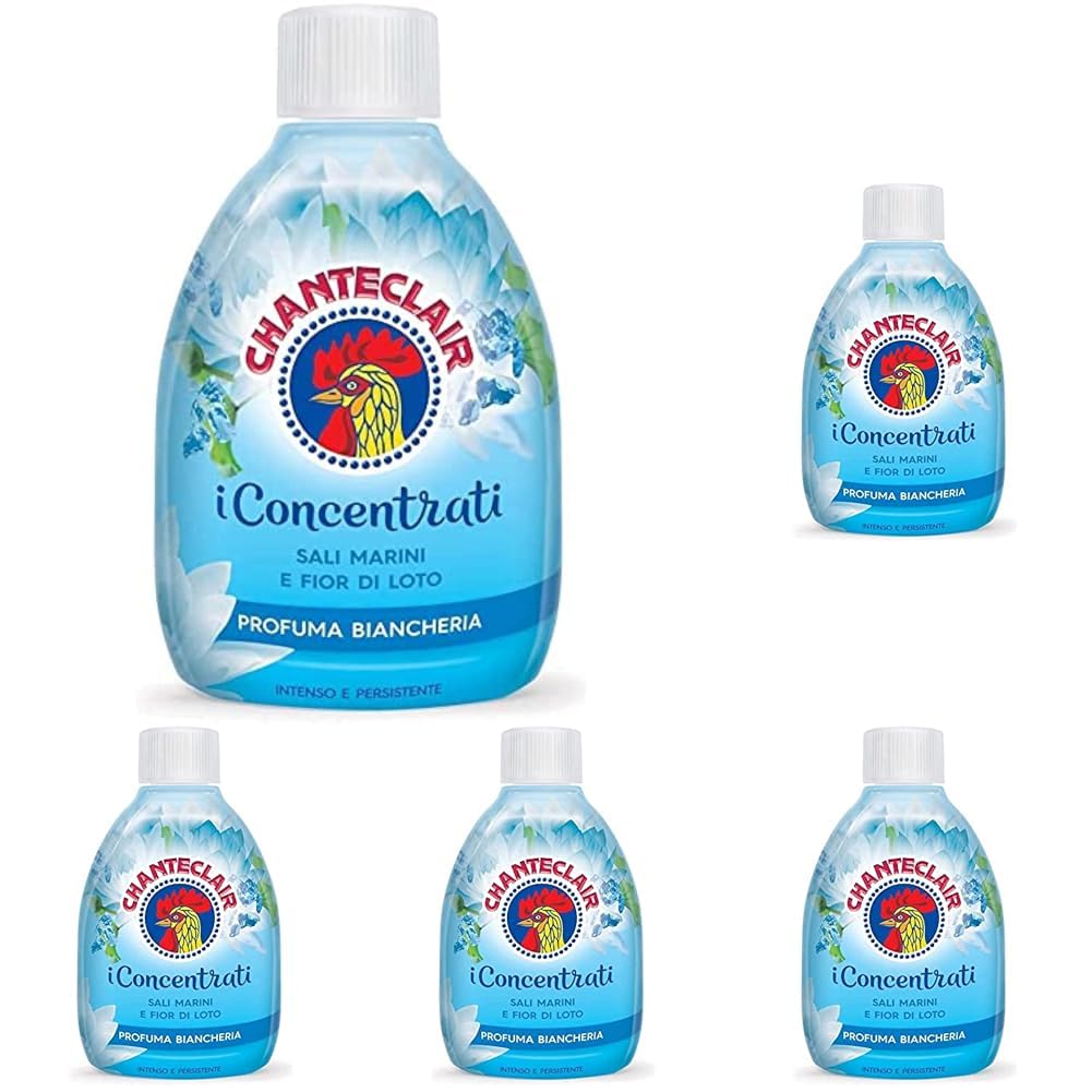 Chanteclair - I Concentrati, Profuma Biancheria, Sali Marini e Fior di Loto, Profumo Intenso e Persistente sui Capi - 220 ml (Confezione da 5)