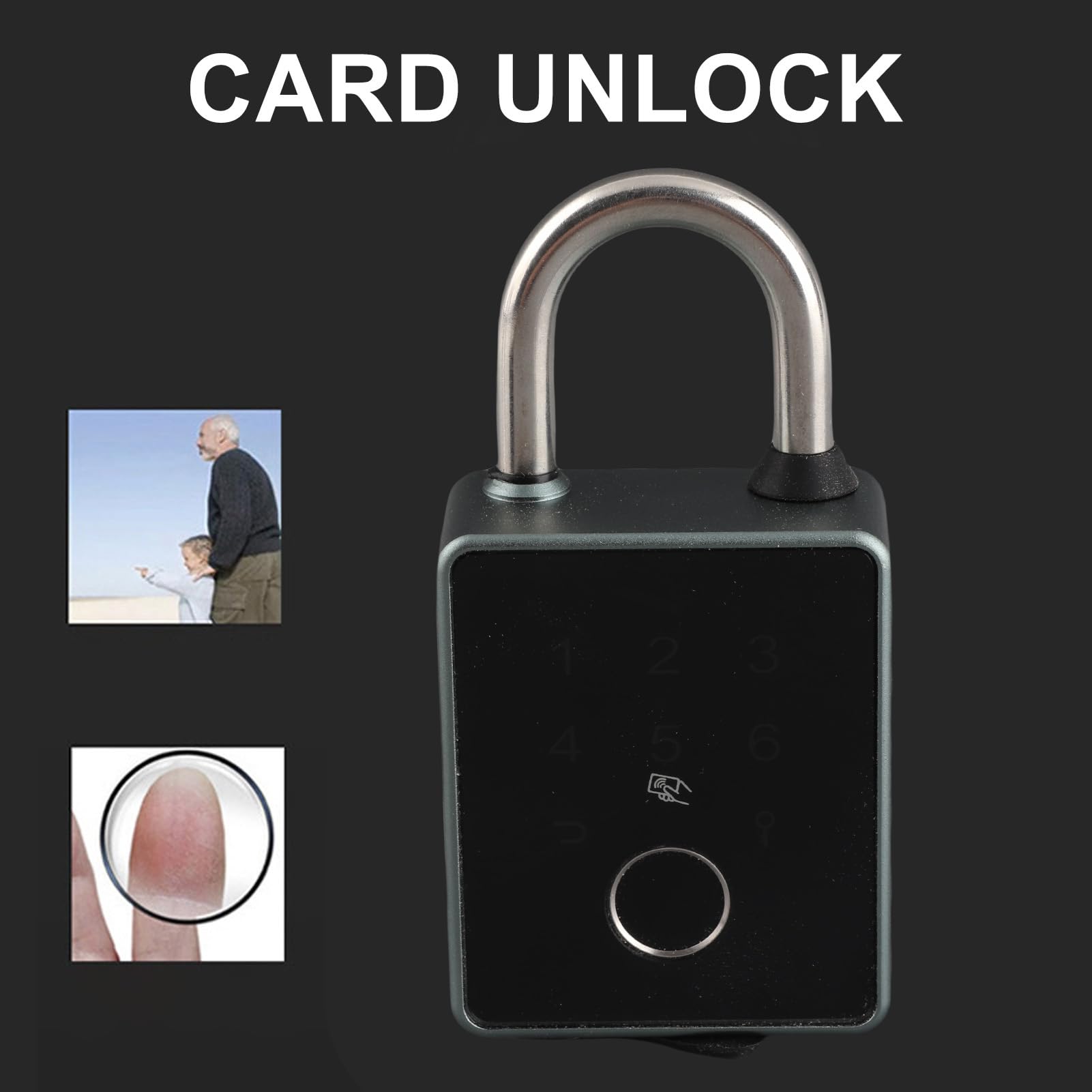 Sonew Candado Inteligente con Contraseña y Huella Dactilar, Candado Biométrico de Metal sin Llave con Huella Digital, Cerradura Electrónica con Llave de Aplicación de Tarjeta,