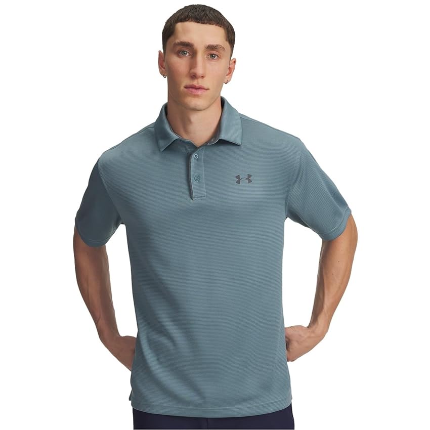 Under Armour Uomo Tech Polo Manica Corta Leggera, Traspirante e ad Asciugatura Rapida, Maglietta Polo Casual con abbottonatura a 3 Bottoni e Colletto,Jasper Blue/Pitch Gray,LG