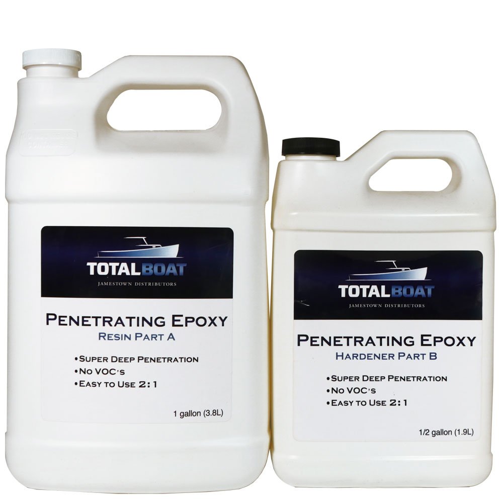 TotalBoat Clear Penetrating Epoxy Wood Sealer Stabilizer for Rot Repair and Restoration (1.5 Gallon, Traditional)