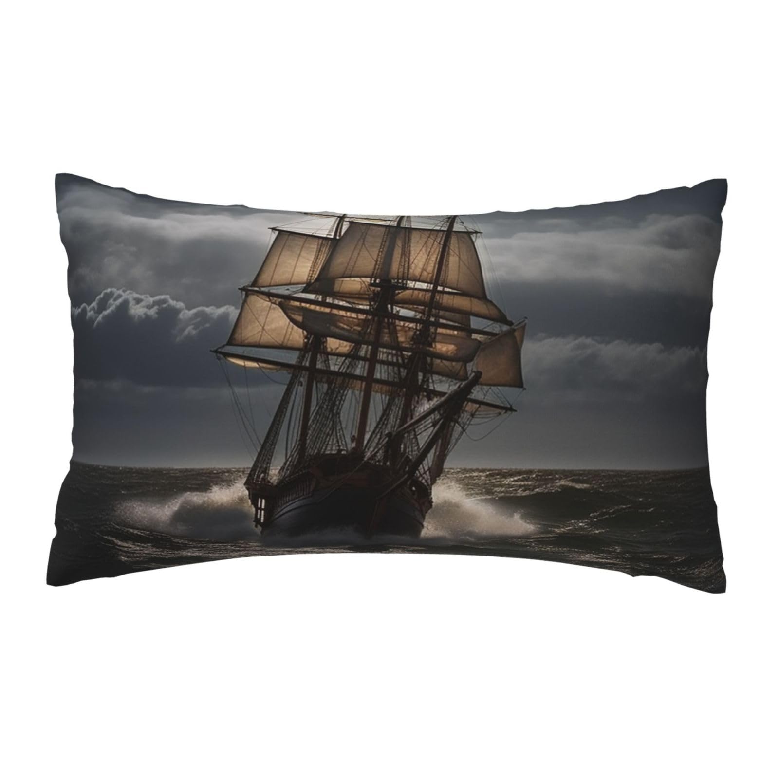 FodPand Luxury Velvet Pillow Cases 12 x 20 inch Super Soft Decorative Throw Pillow Covers - Sailing Ship in Storm Pillowcases Modern Lumbar Cushion Cases for Couch Sofa Bed Pillow Shams