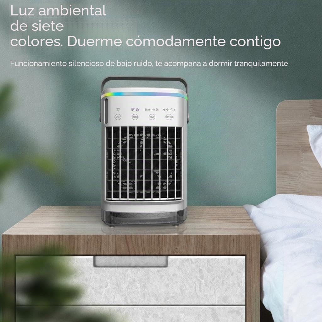 Aire Acondicionado Portátil 700ml 4 Velocidades Ventilador Refrigerador Evaporativo - Silencioso 55dB Con Temporizador Enfriador De USB para Escritorio Oficina