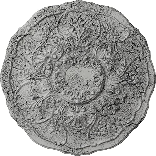 Image of Ekena Millwork CM22CNUWC Cornelia Ceiling Medallion, 22-1 /2 x 1-1 /2, Ultra Pure White Crackle