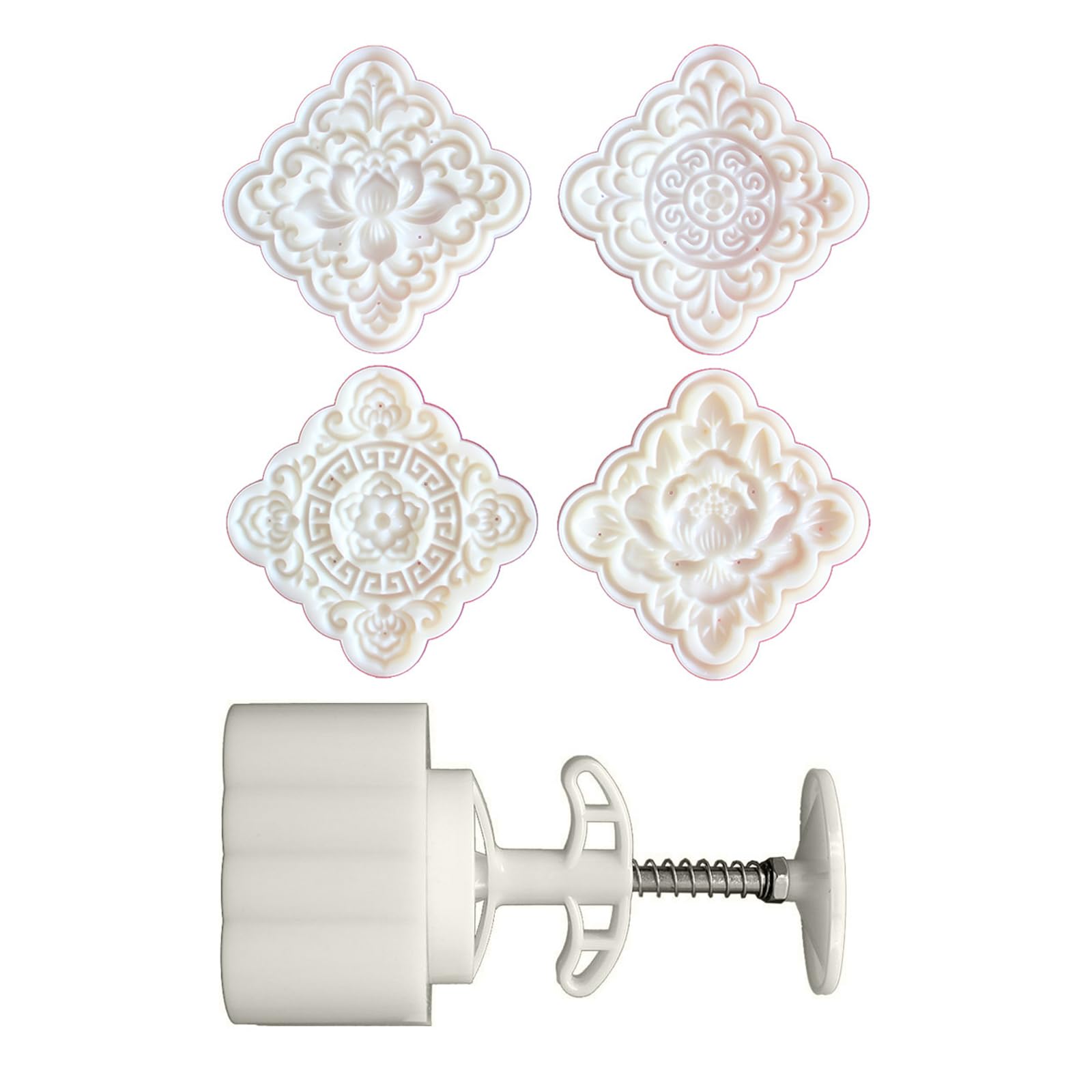 Hredwep Floral Baking Press Molds 4 Stamps Hand Press Tool for Handmades Cake Cookie and Confectionery Creation Cake Shaping Tool