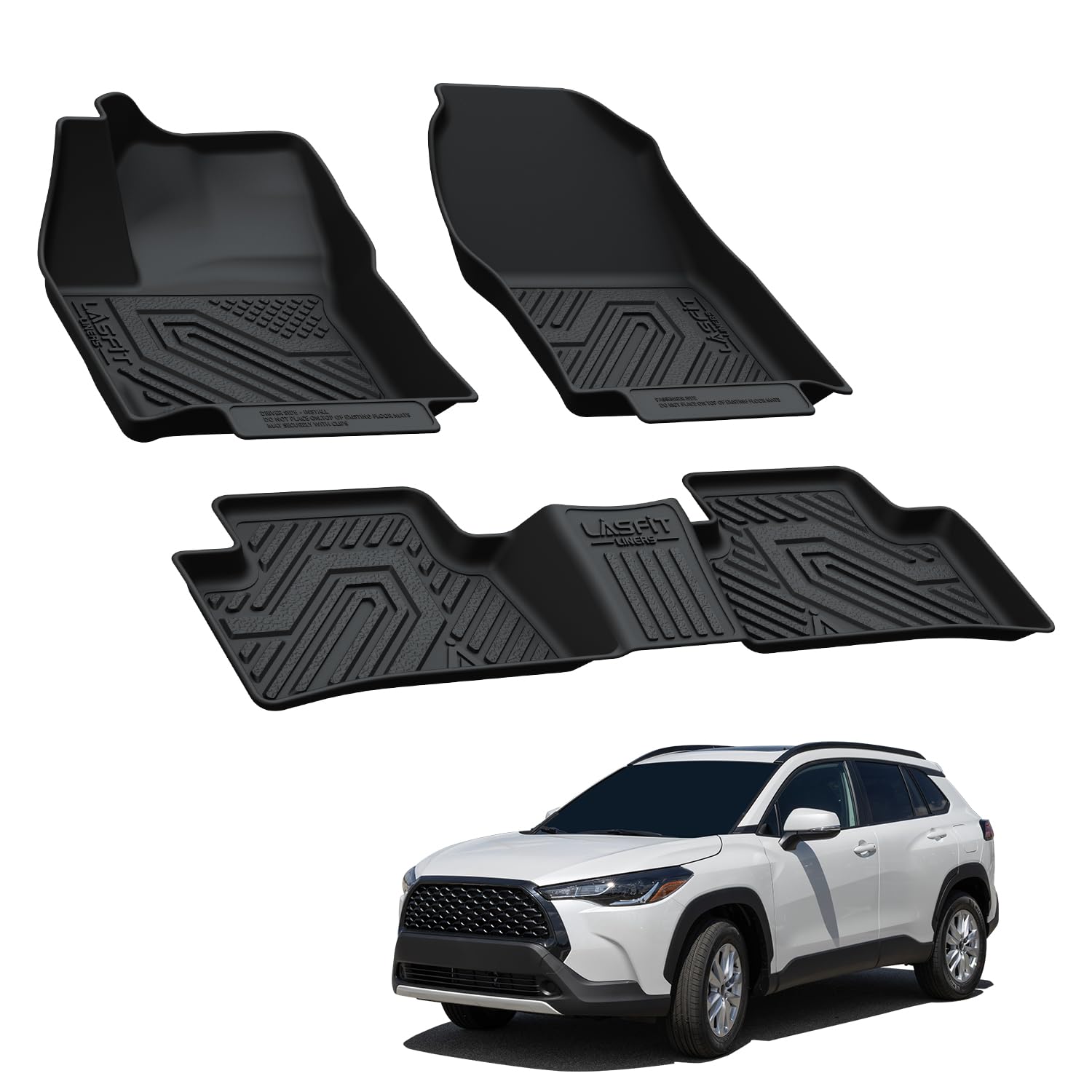 LASFIT Floor Mats for Toyota Corolla Cross Hybrid AWD 2022-2026 Global Recycled Standard Global Recycled Standard Global Recycled Standard