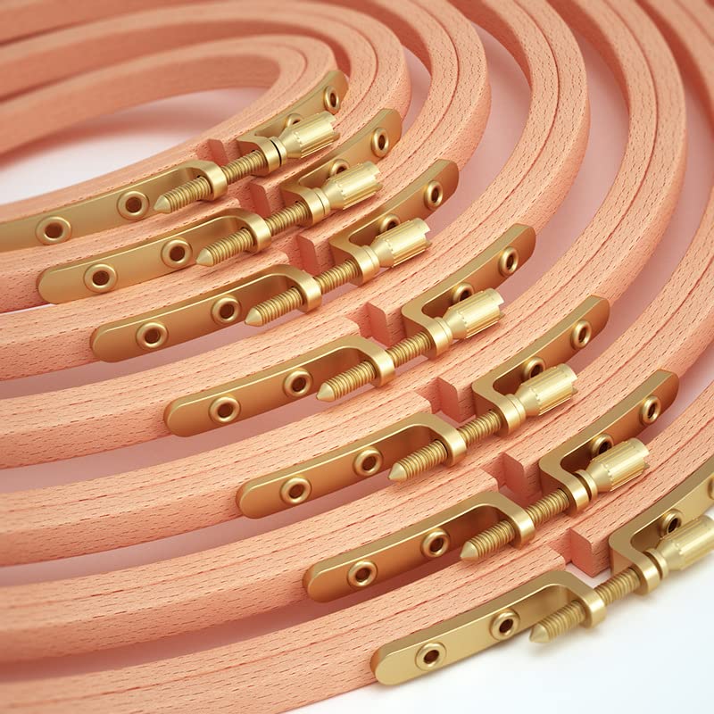 9 Pack de Aros de Bordado Redondo, 8 Pulgadas de Madera Bordado aro, Cruz Puntada Anillos de círculo de Madera, Red Haya círculo Cruz Puntada aro para Costura Artesanal,8inch