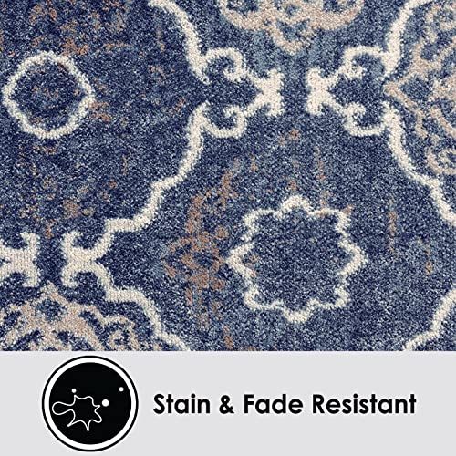 Home Dynamix Boho Andorra Transitional Damask Area Rug, Navy Blue/Ivory, 3'3"X5'2" #TOP3