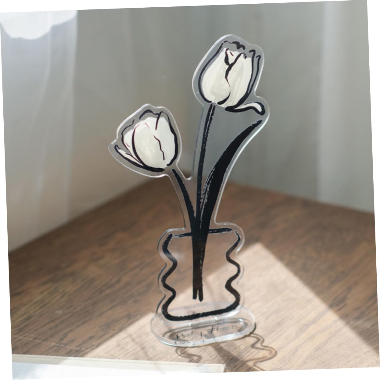 POPETPOP Acrylic Tulip Flower Note Holder for Desk Clip Photo Display Stand Paper Clip Holder