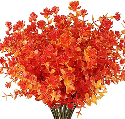 RECUTMS 8 Bundles Artificial Flowers Plastic Artificial Flowers Outdoor Plastic UV Resistant Decorative Artificial Plastic Flowers, Indoor Outside Hanging Planter Home Garden Decor (Fuchsia)