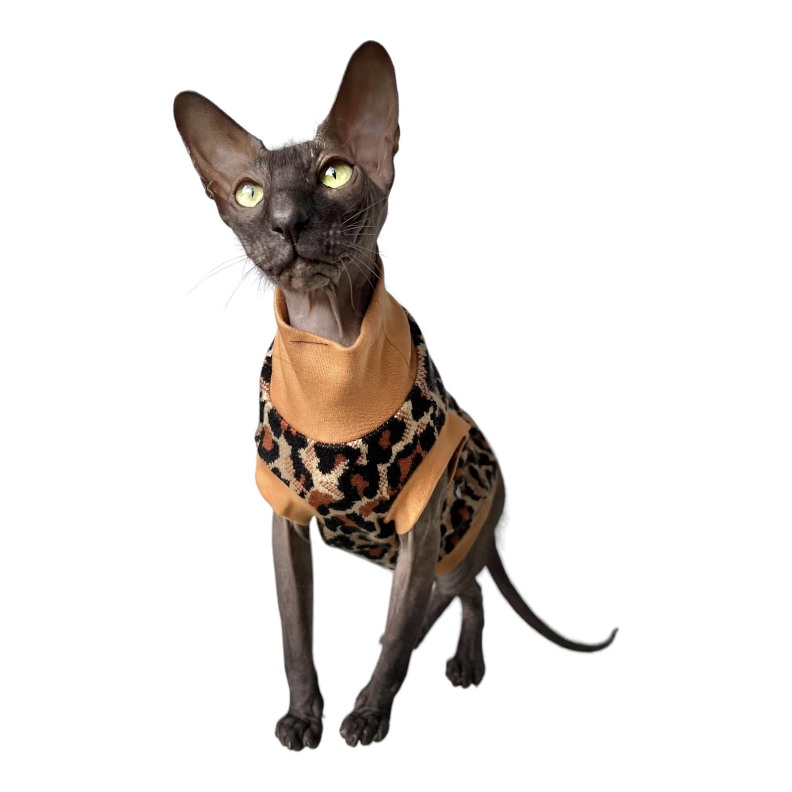 Kotomoda Cat's Cozy Comfort for Hairless Beauties: Winter Turtleneck Panther tobacco for Sphynx and Naked Cats (Small) - Image 4