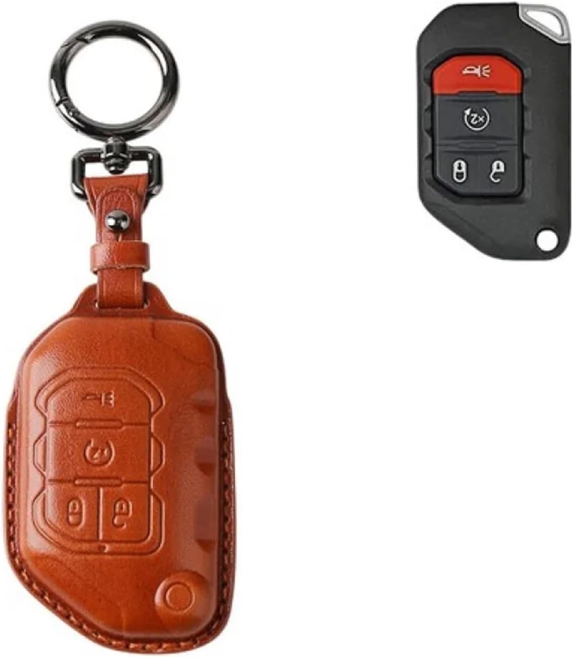 A+ Car Key Fob Case Cover Compatible with Jeep JT Gladiator Wrangler JL(Black)