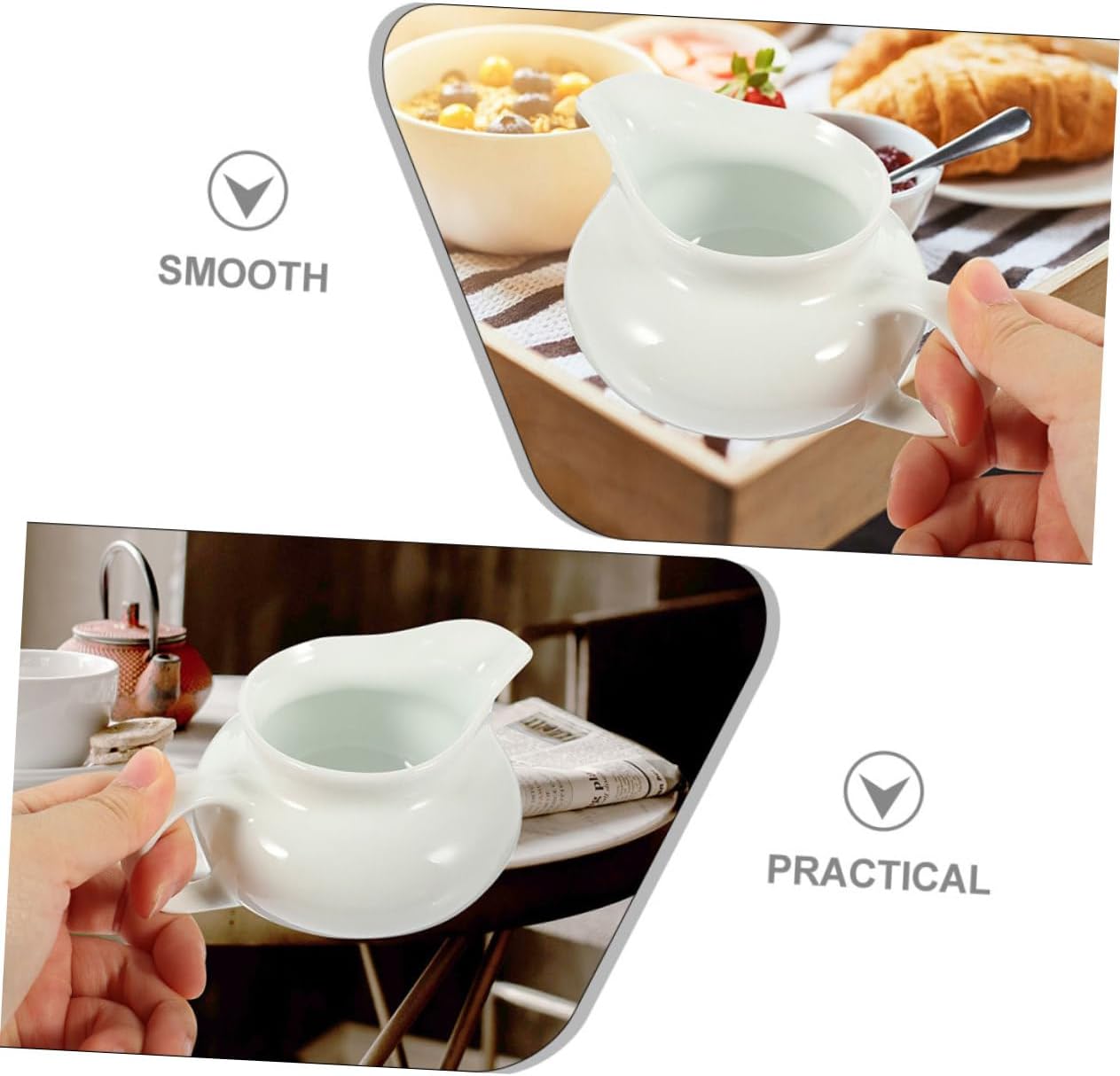 2pcs Ceramic Gravy Boat Handle Portable Sauce Dispenser for Gravy and Sauces Sturdy and Easy to Clean for Kitchen Use