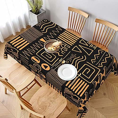 Indoor Outdoor Rectangle Print Tablecloth,African ethnic pattern tribal art background Africa style,Dust-Proof Wrinkle Resistant Washable Table for Christmas Camping Banquet Dining Tablecloths 60"X90"