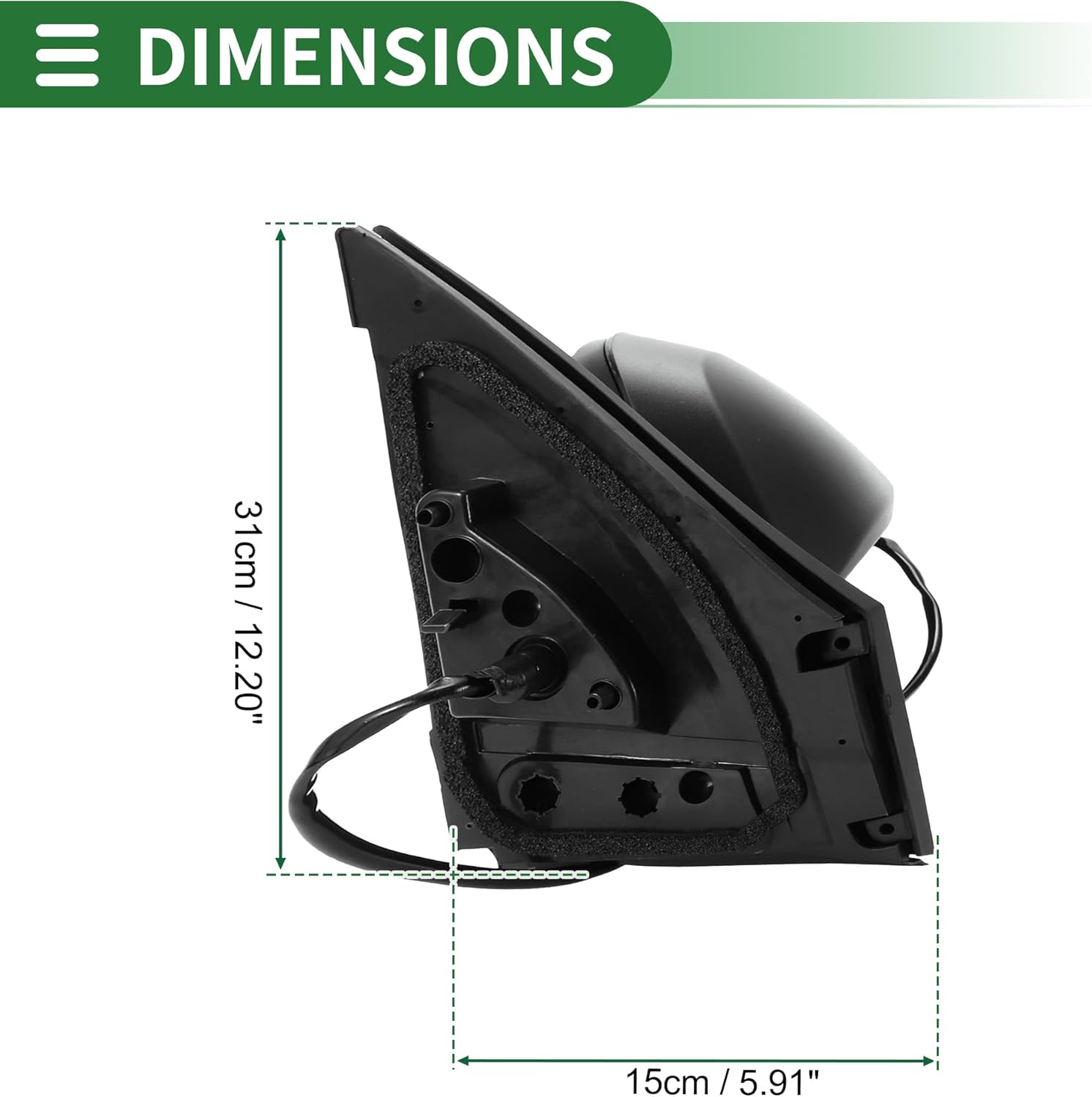 Motoforti 3Pins Left Driver Side Power Door Mirror Replacement Side Mirror Assembly for Toyota RAV4 2013-2015 No.879400R080 Black