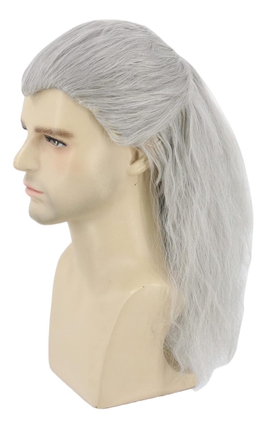 LeMarnia Männer lange lockige graue Perücke Wizard Perücken Halloween Cosplay Kostüm Perücke