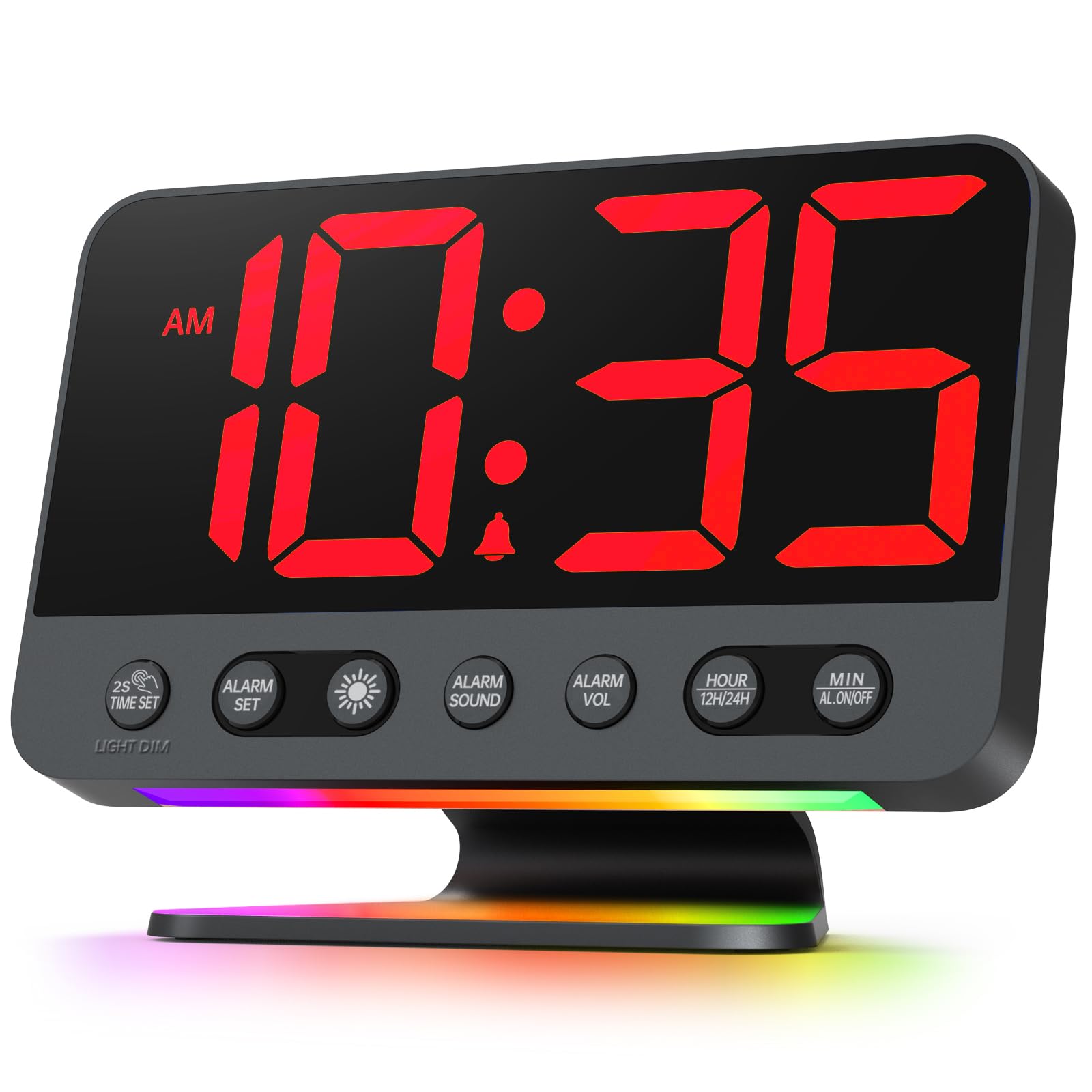 Digital Alarm Clocks for Bedrooms: Large Bold Number 5 Brightness Dimmer - Easy to Read Across The Room - 5 Alarm Sound 8 Night Light - Red