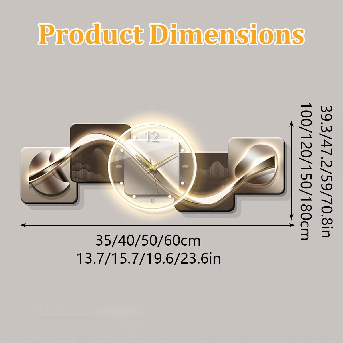 Arte della Parete 3D Luce Decorativa a LED, Lampada da Parete for Decorazioni artistiche, decori pareti sculture Illuminazione Moderna, Alimentatore Plug-in(C,35x100cm/13.7x39.3in)
