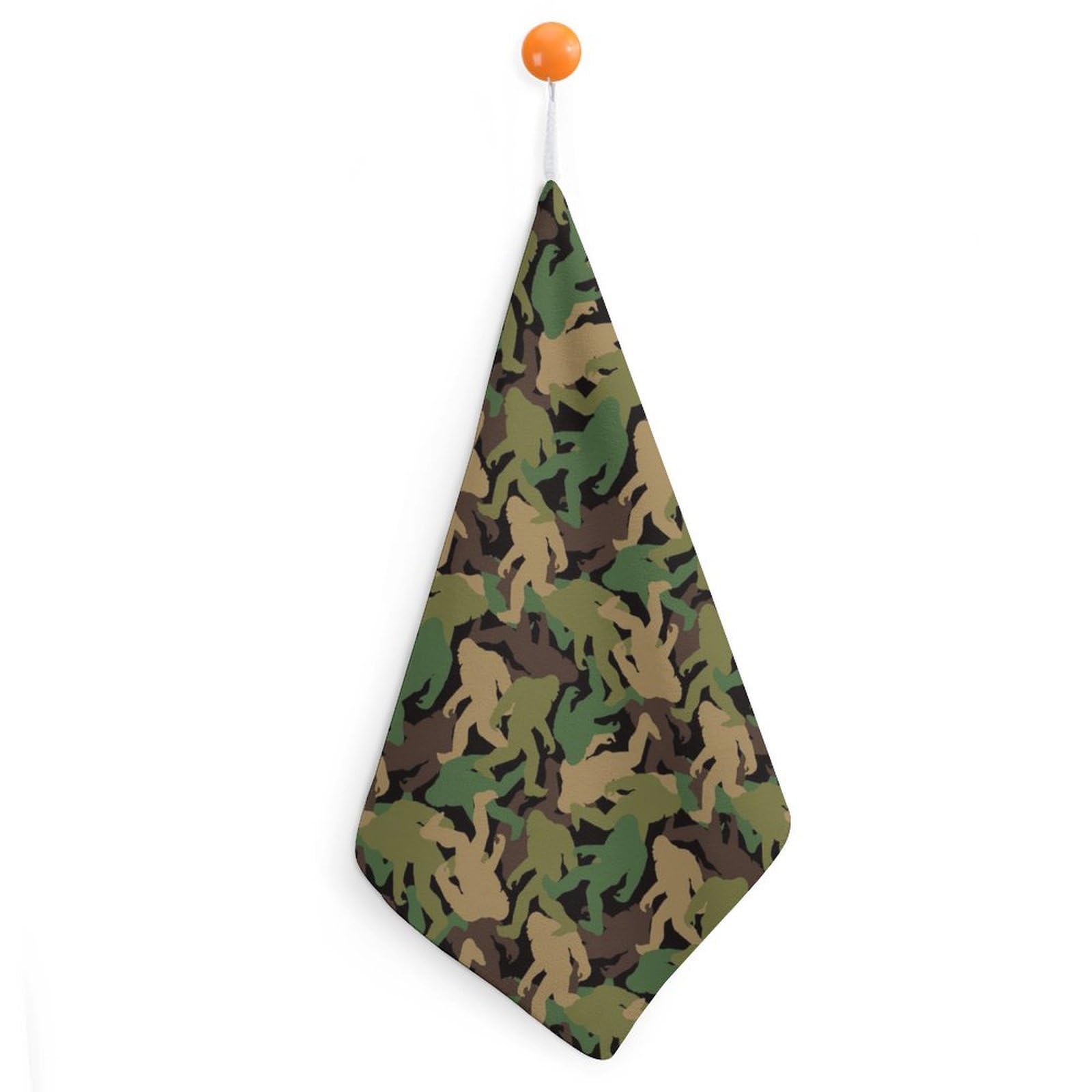 TXFBTRFSA Camouflage Bigfoot Hand Towels with Hanging Loop Kitchen Towel Handkerchiefs Cleaning Cloths