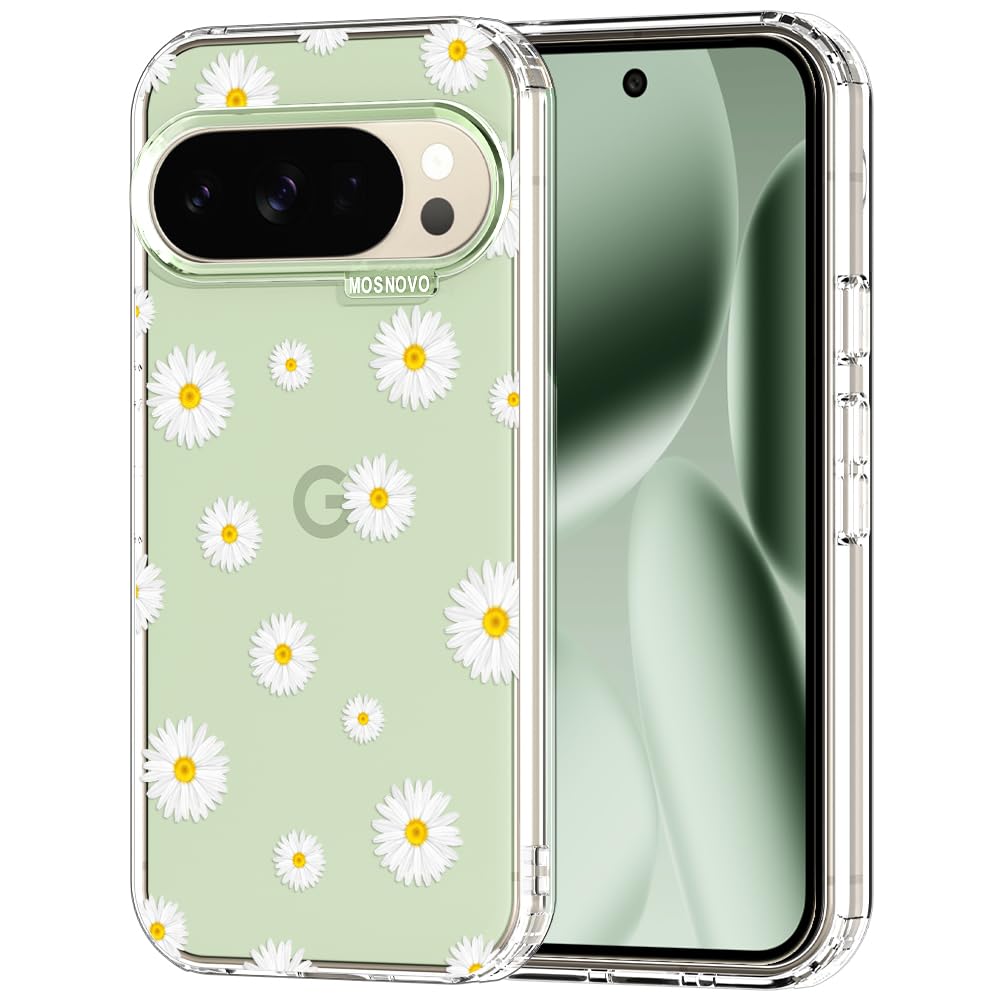 MOSNOVO Case for Google Pixel 9 & Pixel 9 Pro, [Buffertech 6.6ft Military-Grade Drop Protection] [Anti Peel Off Tech] Clear TPU Bumper Phone Case Cover Design - Great Wave — view 23