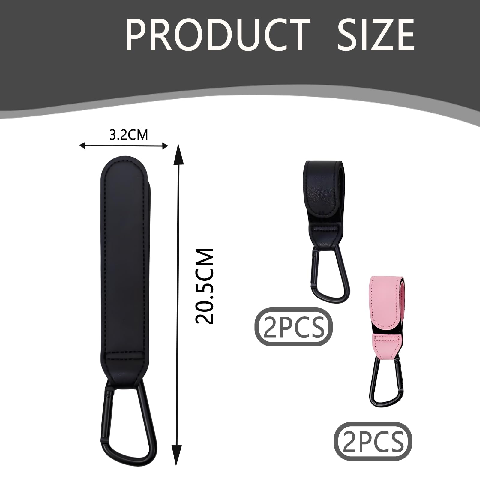 4 PCS Pram Hooks for Bags for Pram for Stroller Diaper Bag Shopping Cart Pushchair Backpack (Black and Pink) - Image 2