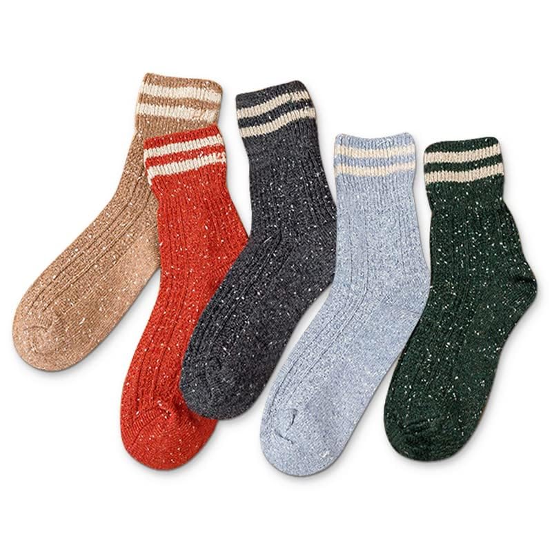 Image of IIG 5 Pairs Women's Vintage Style Thick Wool Warm Winter Crew Socks