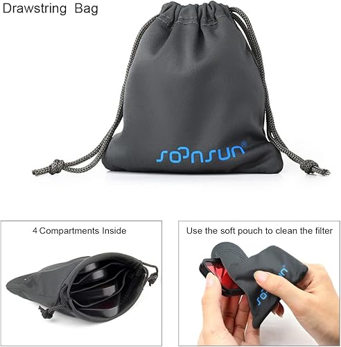 Miniatura 8 de SOONSUN Paquete de 4 filtros de buceo para GoPro Hero 11, 10, 9, 8, carcasa impermeable oficial, rojo, rojo claro, magenta, 5 filtros macro de