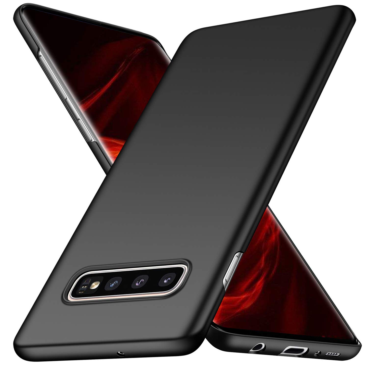 YUYIB Galaxy s10 用 ハードケース ギャラクシーs10 用 ケース 4G 耐衝撃 おしゃれ 指紋防止 薄型 軽量 レンズ保護 スマホケース (Galaxy S10, ブラック)