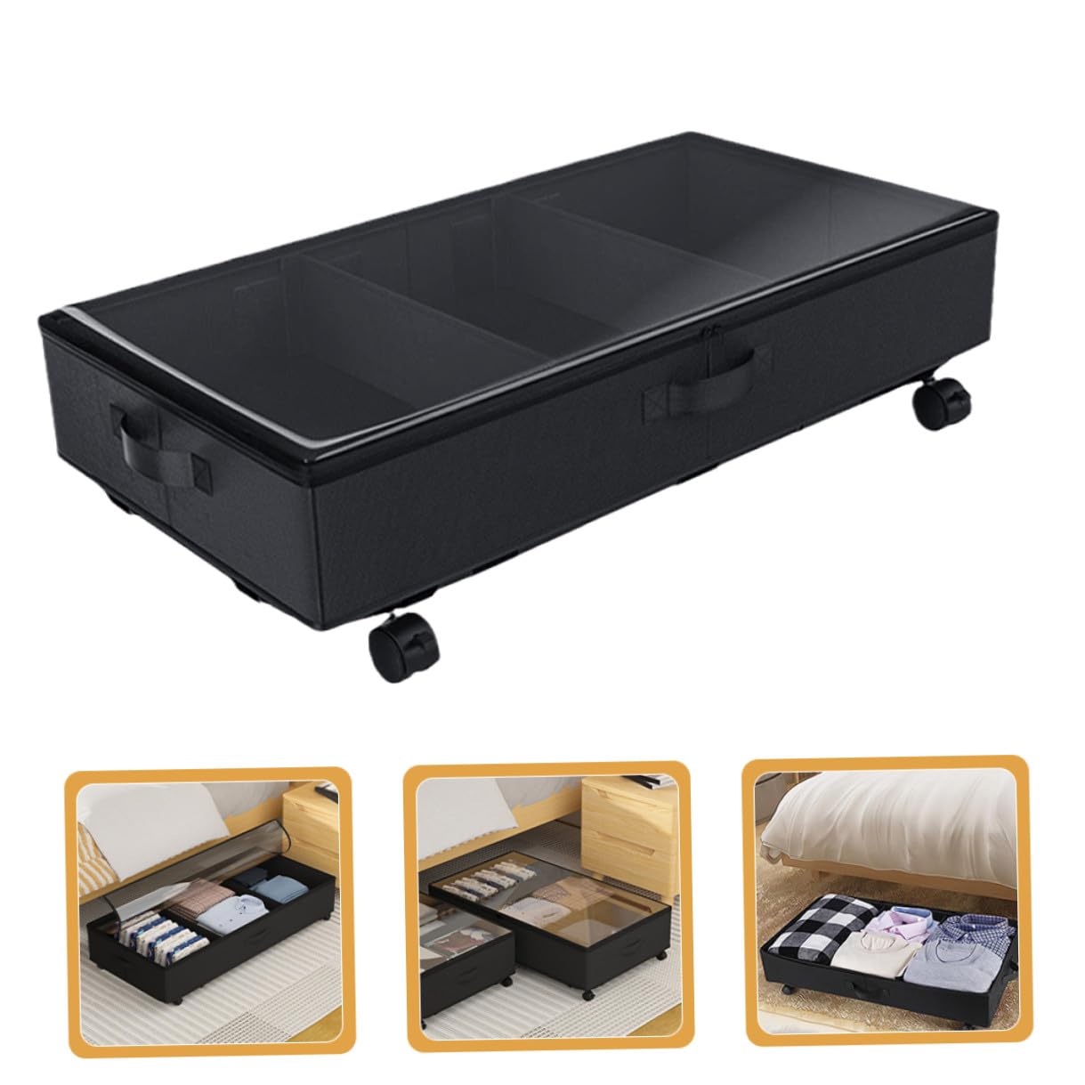 BESPORTBLE Aufbewahrungsbox Unter Bett Mit Rollen Oxford Gewebe Vliesstoff Quilts Behälter Für Kleidung Decken Steppdecken Sichtfenster
