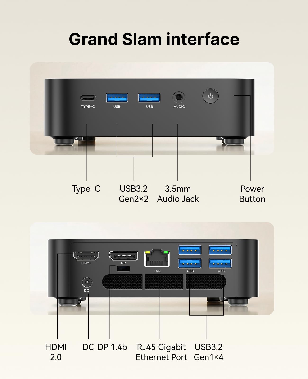 ACEMAGIC K1 Mini PC, AMD Ryzen R2544 Windows 11 Pro Mini PC (Übertrifft 3500U),8GB DDR4 256GB M.2 SSD Micro PC mit RJ45 | 4K Triple Display | WiFi 5 für Zuhause/Büro/Schule