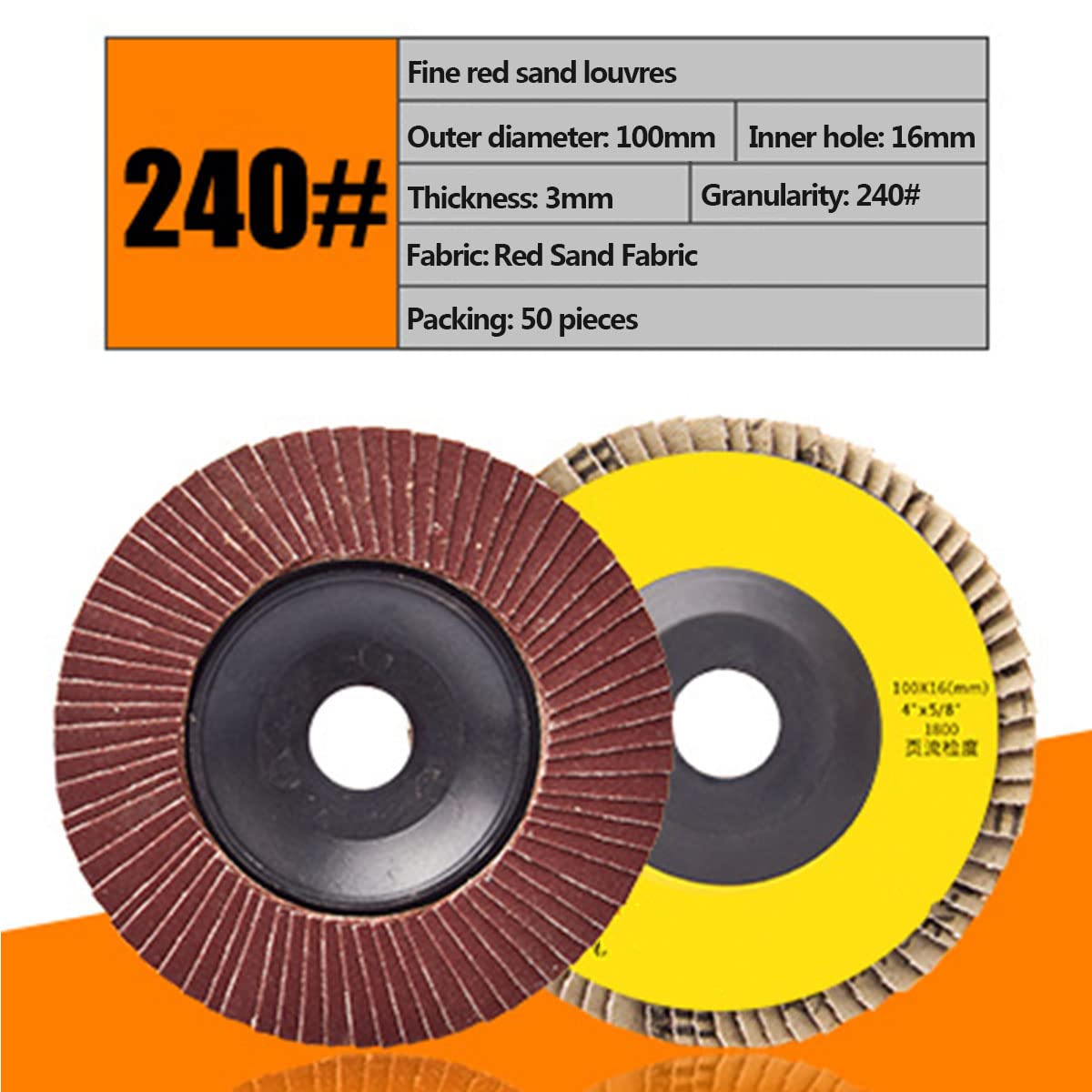 discos de amolado, 50 muelas abrasivas de óxido aluminio, grano 60-320, diámetro exterior 100 mm, del orificio 16, 120(240Grit)