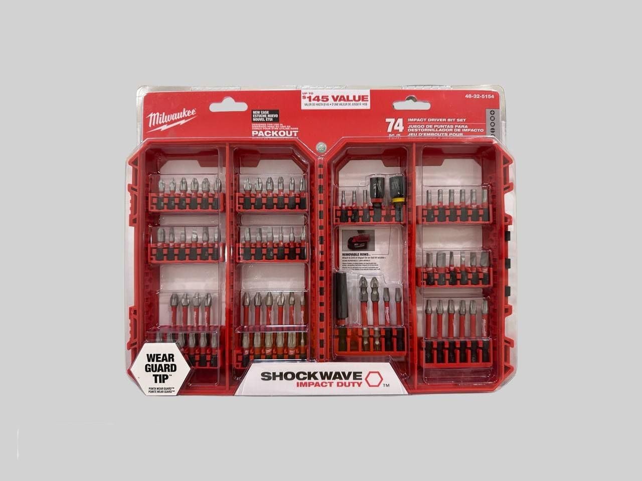 Milwaukee Impact Driver Bit Set, Custom Alloy Steel, Optimized for Durability and Productivity, 74-Piece Set