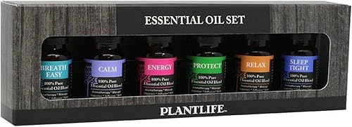 Plantlife Top Blends - Juego de 6 aceites esenciales para aromaterapia, sin aditivos ni rellenos, fabricado en California, 0.3 fl oz