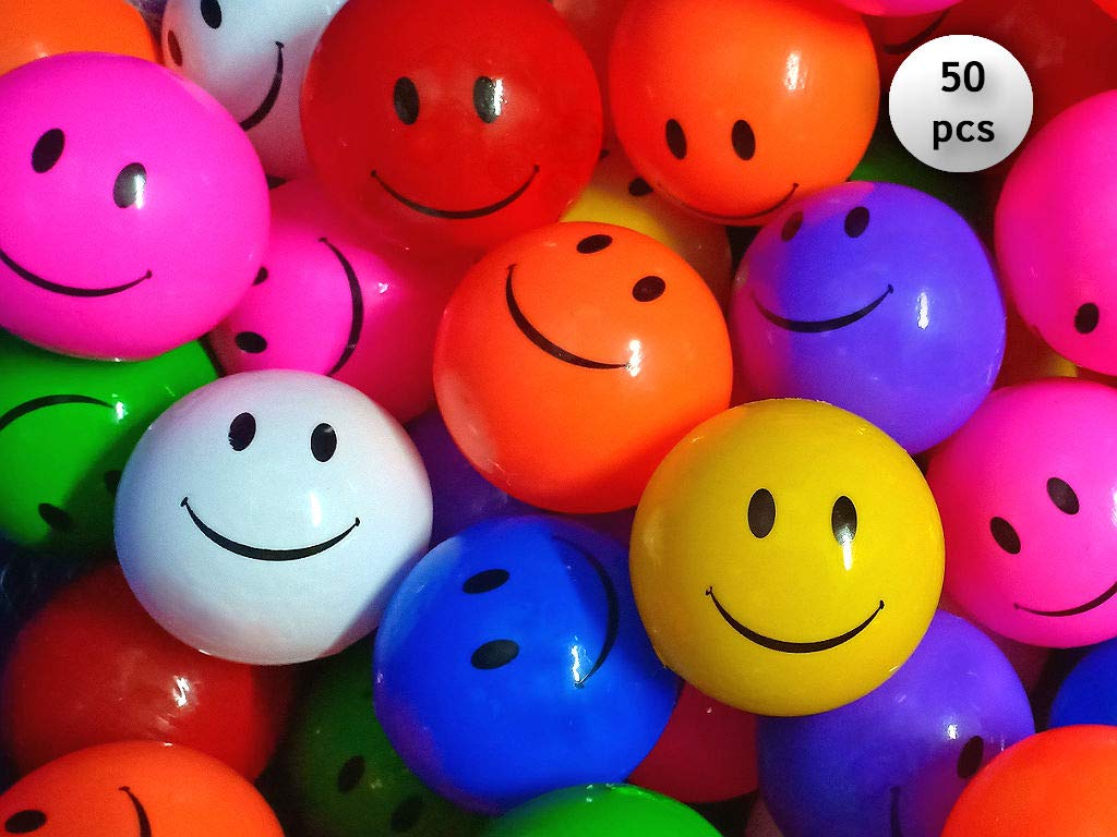 EEVOVEE, 50 Pcs 8 cm Smiley Soft and Safe Multi Colour Fun Packed