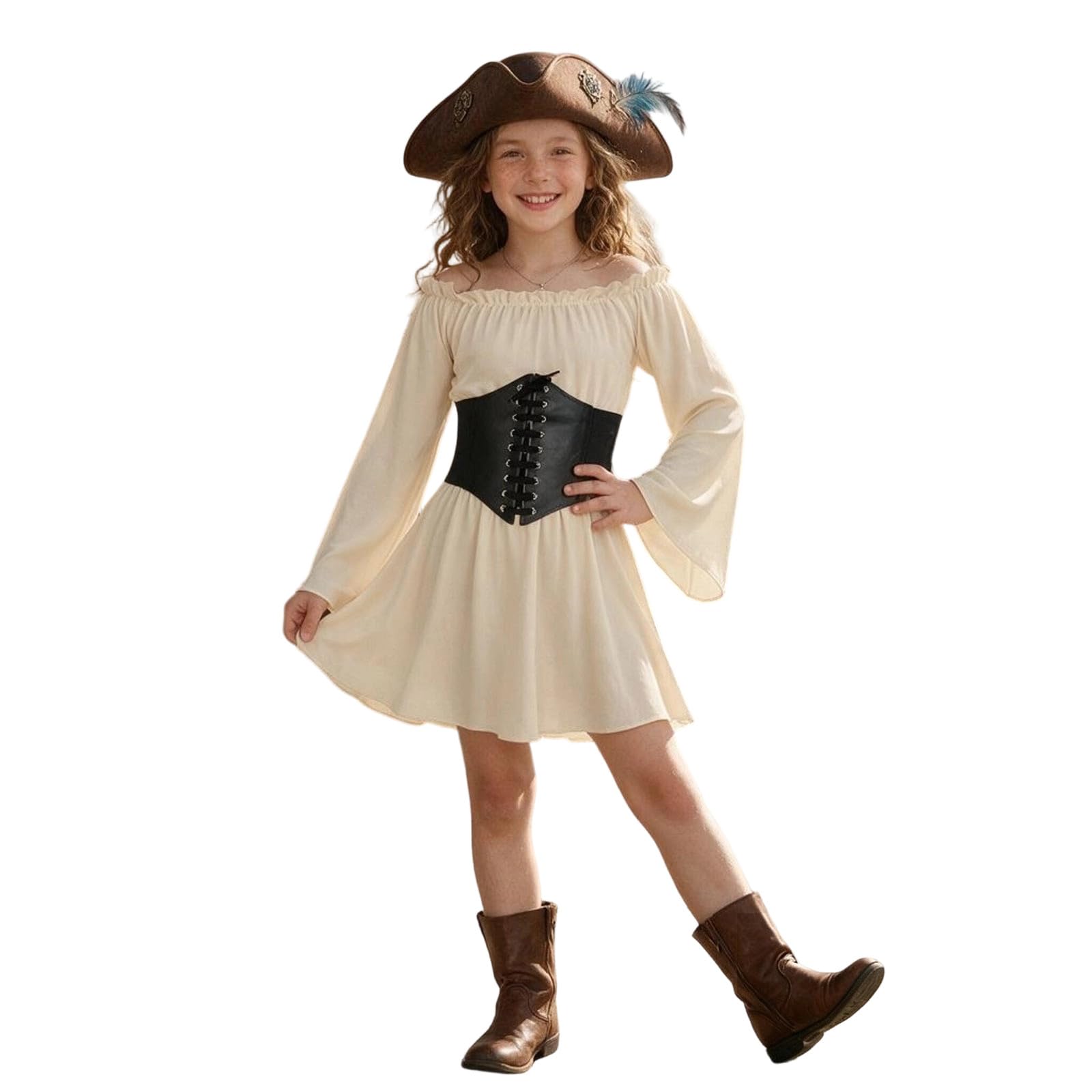 Girls Pirate Costume, Pirate Costume Kids with Pirat Dress and Corset Belt,Halloween Costumes Create Complete Pirat Princess Dress for Child, Perfect Birthdays, Carnivalsand Themed Parties — image 1