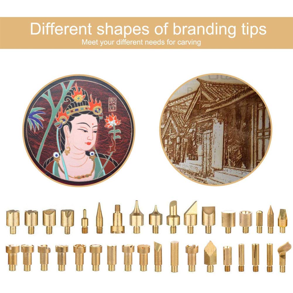 71Pcs Kit de leña ardiente de madera pirograbado Pen Tool Kit 60W con control temperatura leña pluma, grabado herramientas artesanales, consejos de soldadura, soporte, bolsa almacenamiento (naranja)