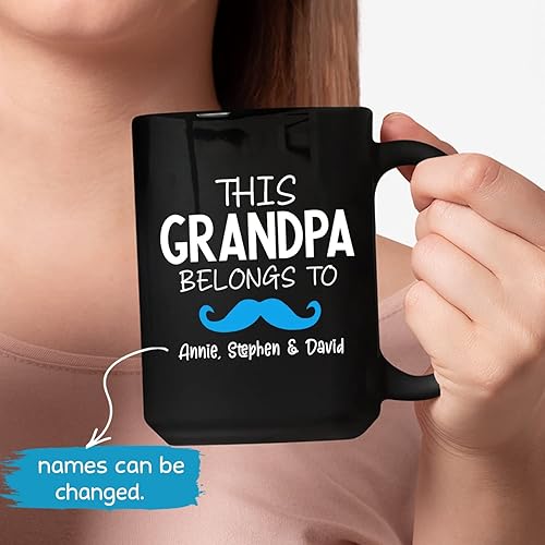 Miniatura 3 de Taza con texto en inglés "This Grandpa Belongs Tow", taza para abuelo, taza de papá personalizada, regalo para papá para marido, taza divertida para