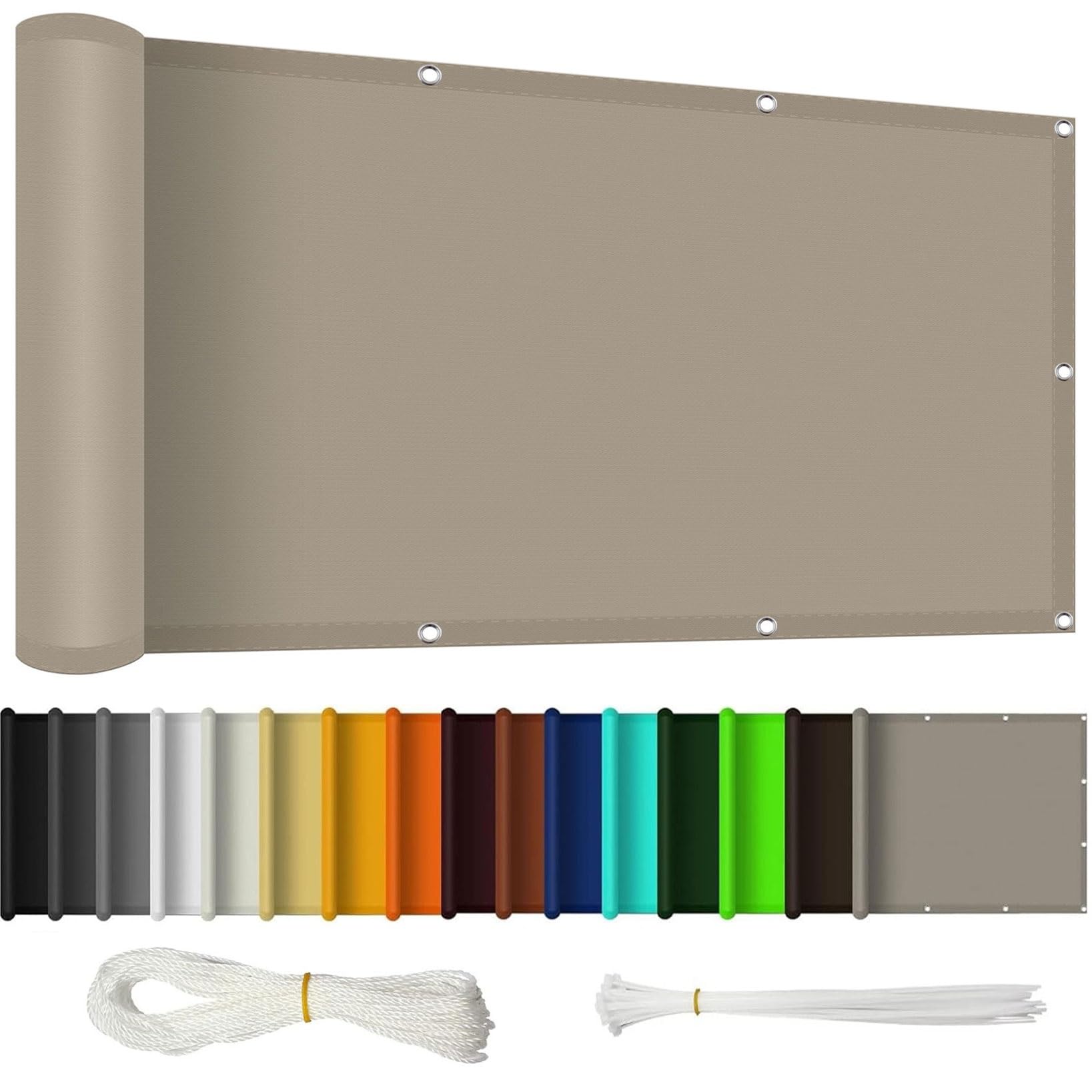 Vela Ombreggiante 50 x 600 cm Anti-Uv, Protezione Della Privacy Privacy Recinzione Copertura per Balcone con Corda, Facile da Installare per Recinzione, Ringhiera, Bianco