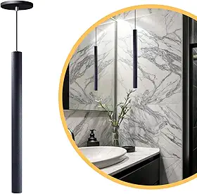Pendente Luminária Tubo Preto 50 Cm Balcão de Cozinha
