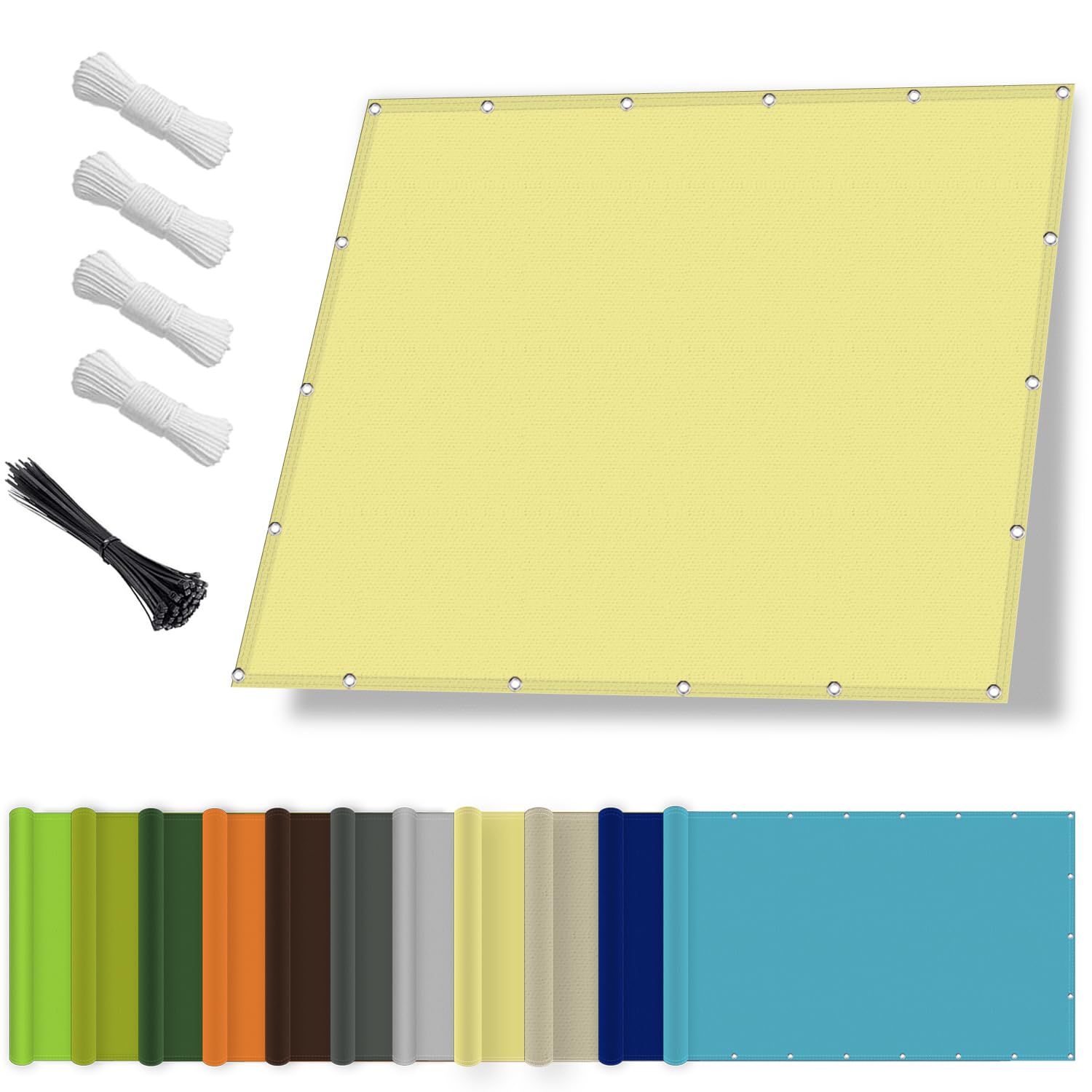 Sonnensegel wasserdicht 2x2M,Sonnenschutz- und Wetterschutz-Markise, UV-Schutz Schattiernetz mit Ösen und Kordel für Garten und Terrasse-Sandfarben