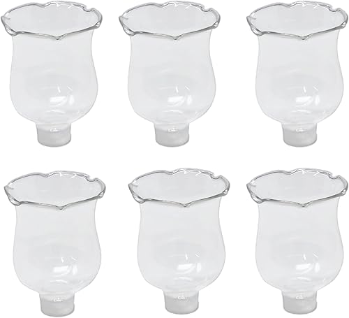 Vasos votivos de vidrio transparente con clavija, paquete de 6, tulipán votivo para candelabros, piezas de repuesto de vidrio para interiores del