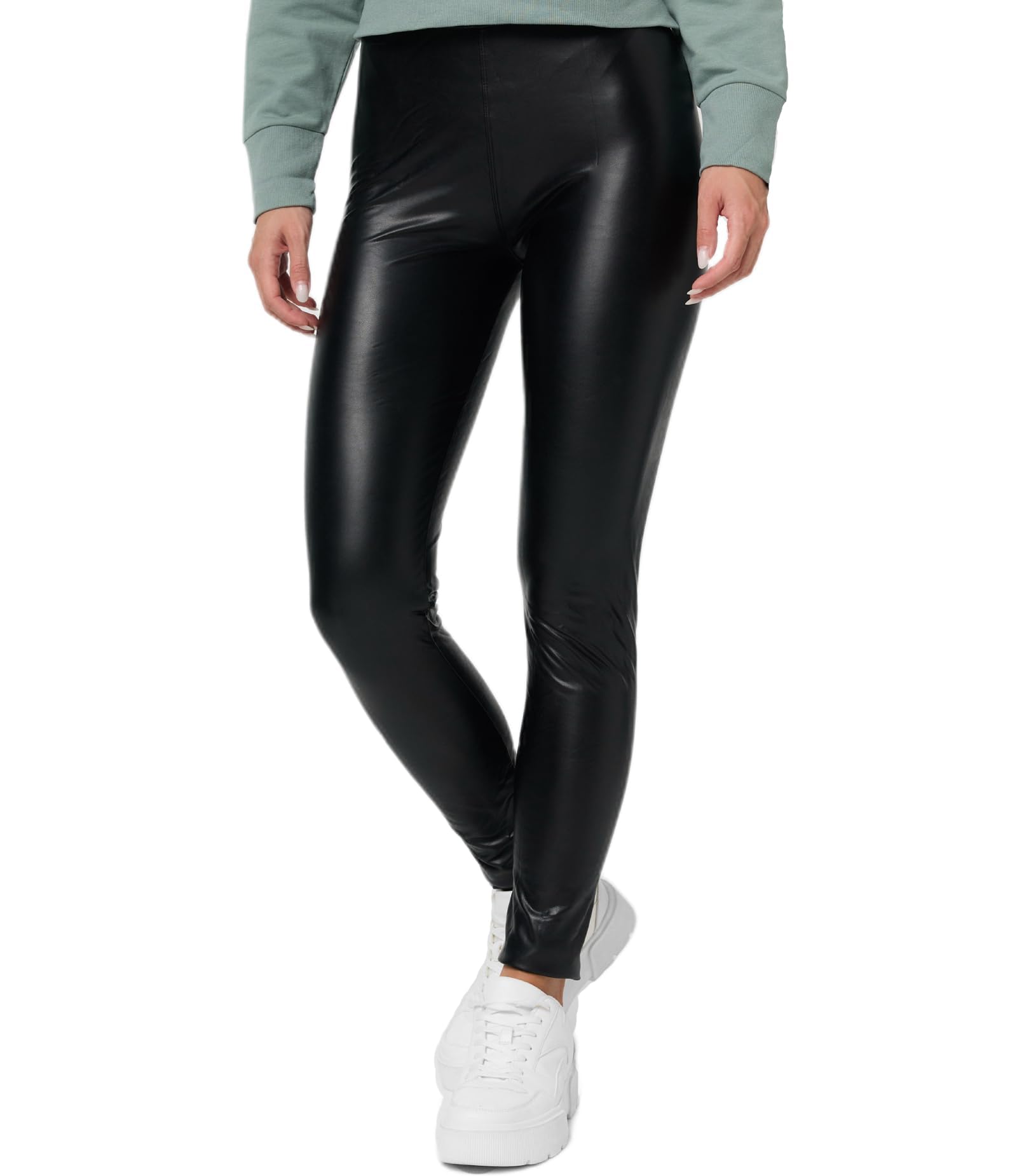 Women's Leggings in Leather Look Relax & Go Faux Leather High Waist Treggings with Soft Inner and Waistband-image-34