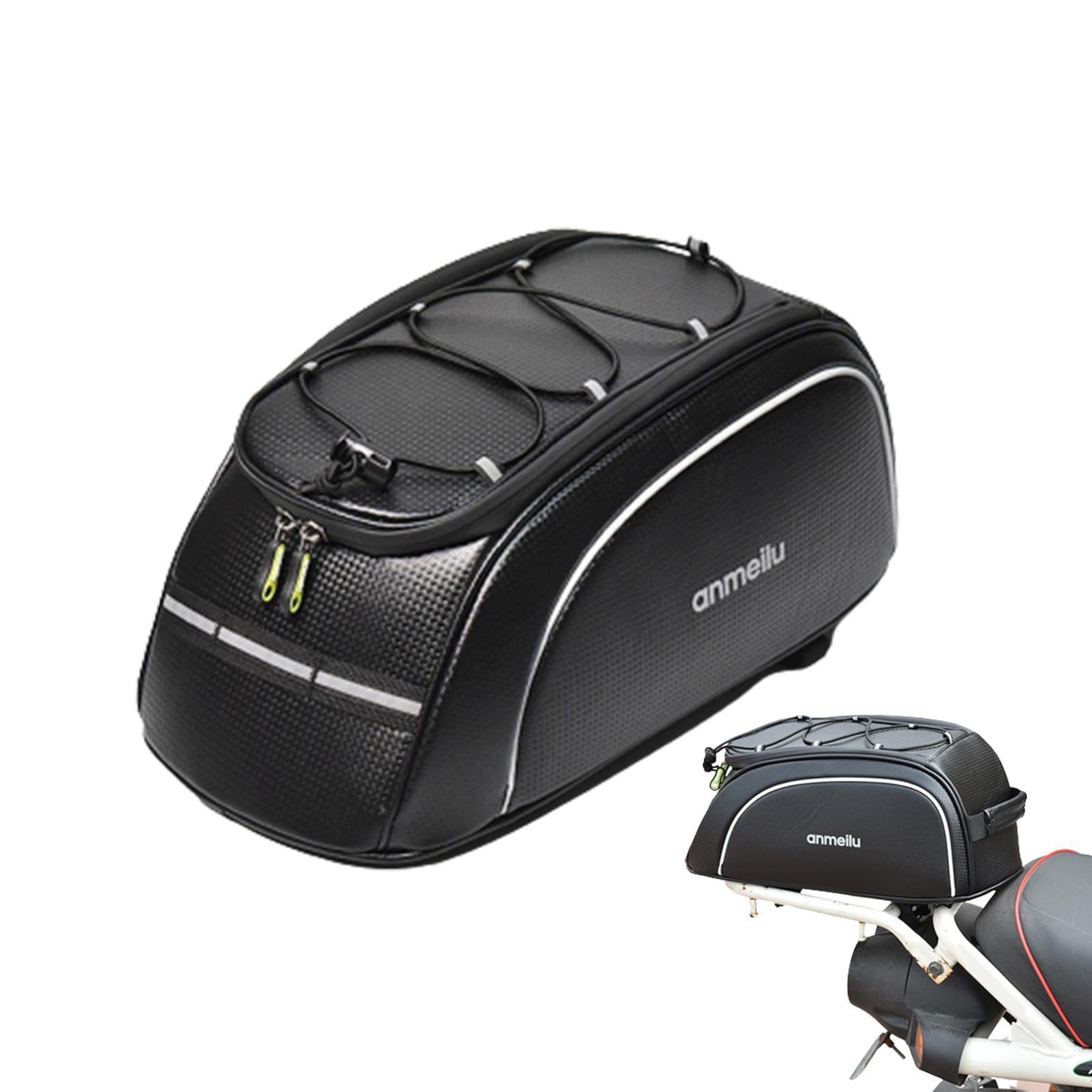 Bolsa trasera para portabicicletas Paquete de baúl de 8L para bicicleta | Bolsas de viaje para bicicletas resistentes al agua con tira reflectante Accesorio de ciclismo para motocicletas