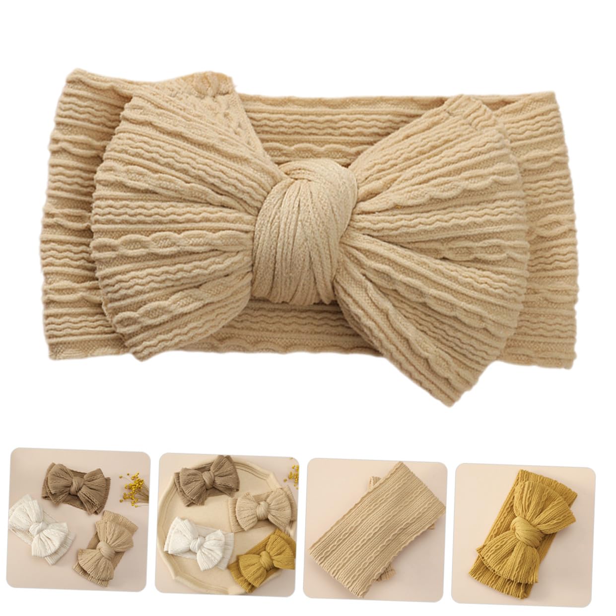 6pcs Bows Hair Bands Soft Stretchy Nylon Headbands for Newborn Accessories Multi-color Photography Props Comfortable Elastic Design