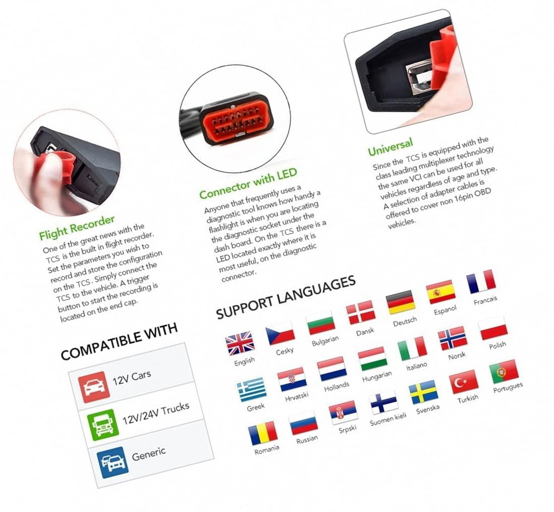 2020.23 2017.R3 Pro Plus USB Bluetooth Obd Obd2 Escáner Herramienta de diagnóstico de coches, escáner de camión con 8 cables de coche
