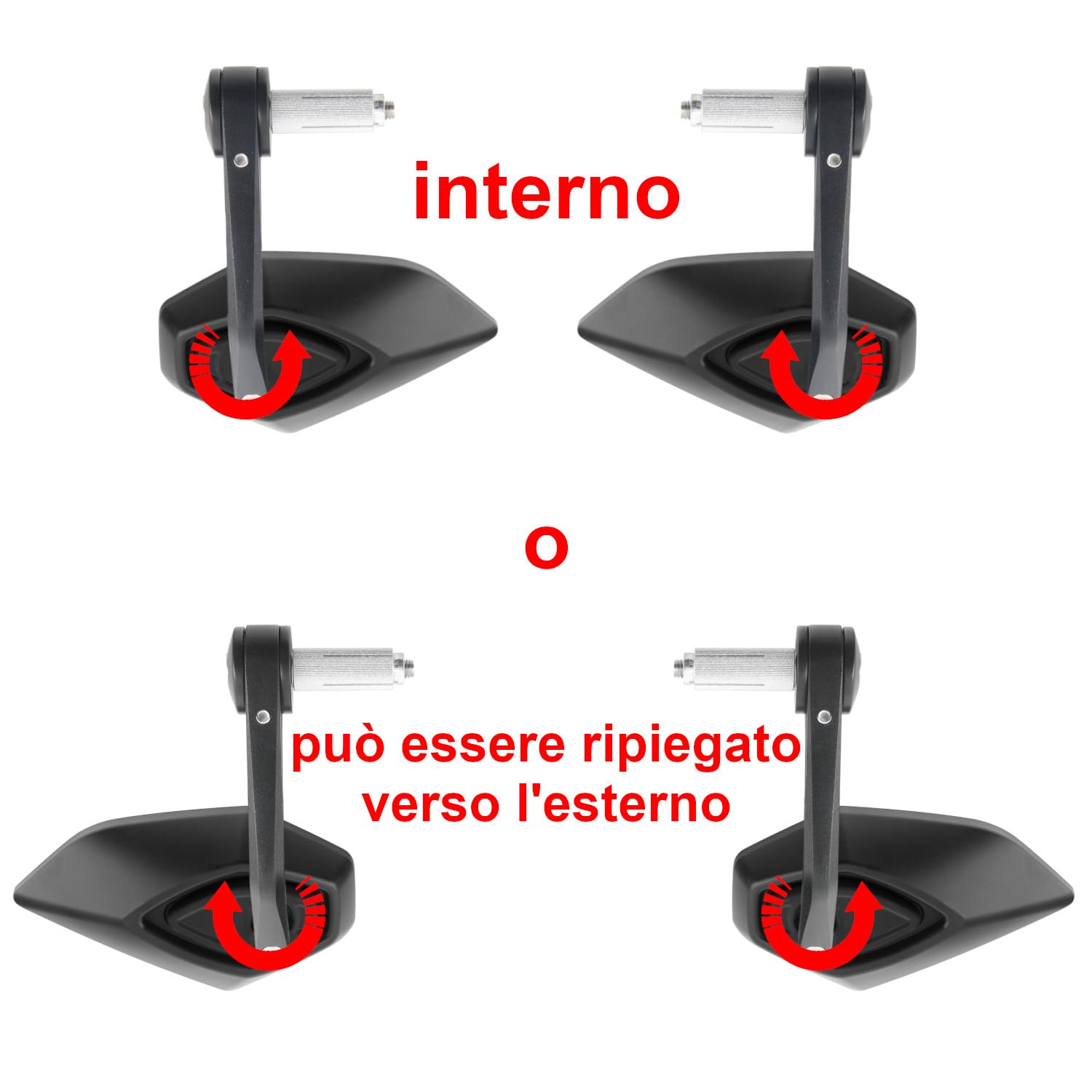 Area1 Specchietti Retrovisori Moto Universali da Manubrio, Coppia Omologata E – Compatibili con Duke SMC/R MT07 MT09 MT125 Z900 Z650 CMX CB 500 Hornet SV650 GSXS GSF Bandit R12 S1000 Tuono
