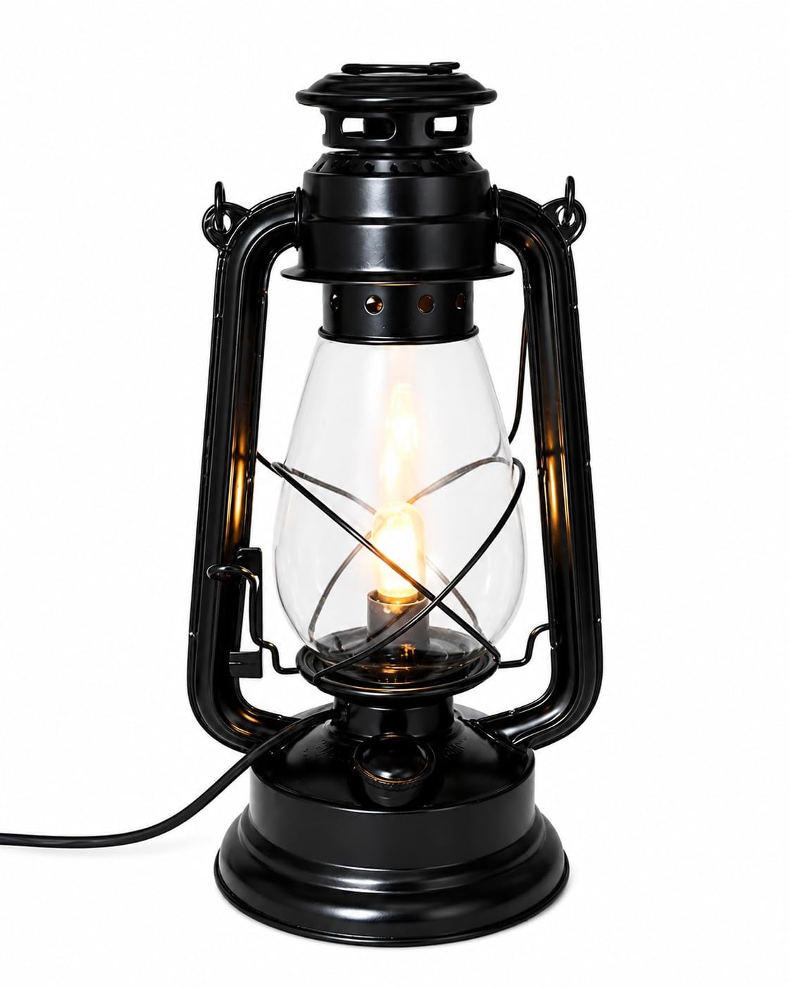 Celestiall Encanto- Electric Lantern Matte Black Iron Vintage Style with Bulb for Home Lighting and Decoration-picture-14